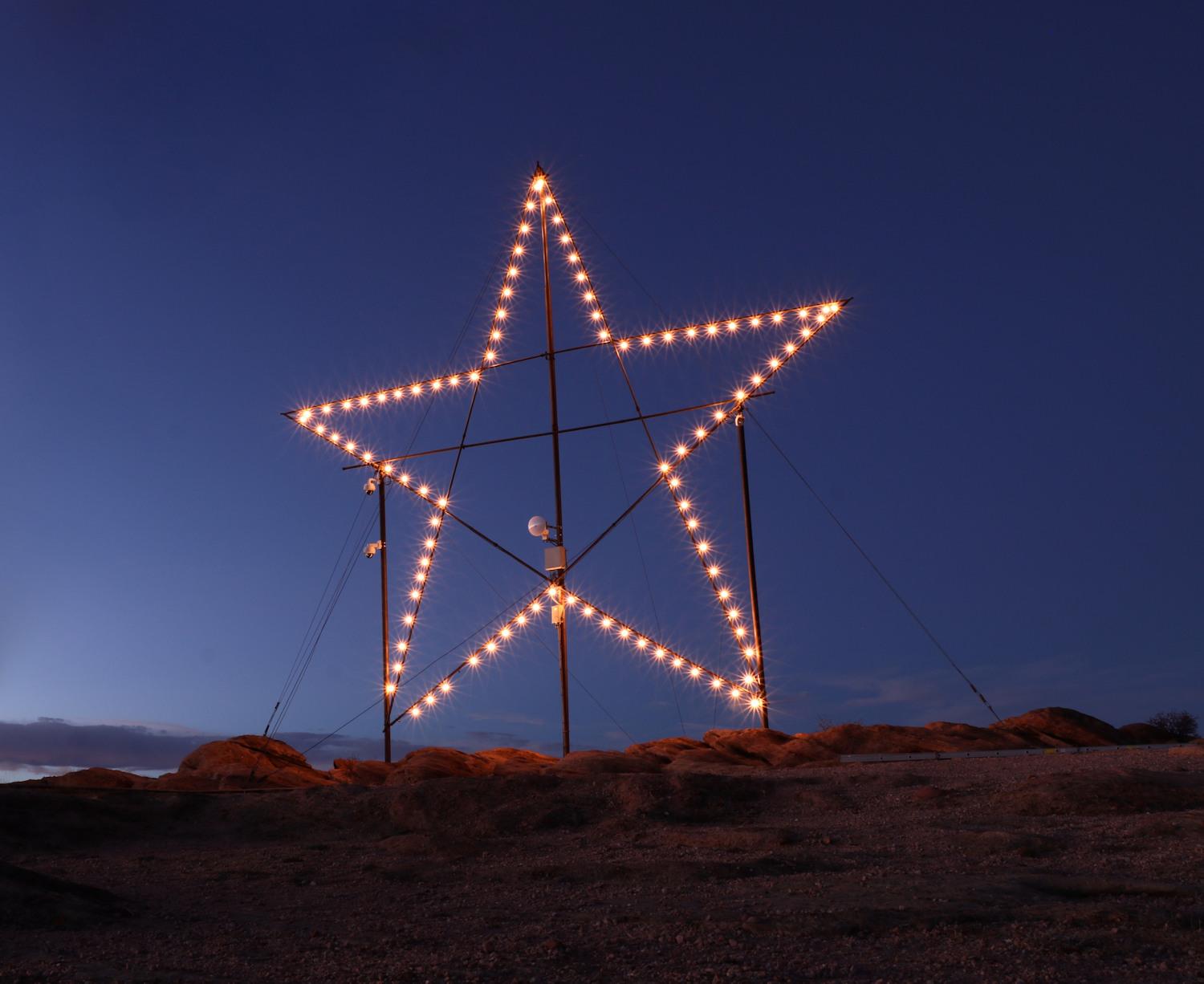 lighted-star on castle-rock